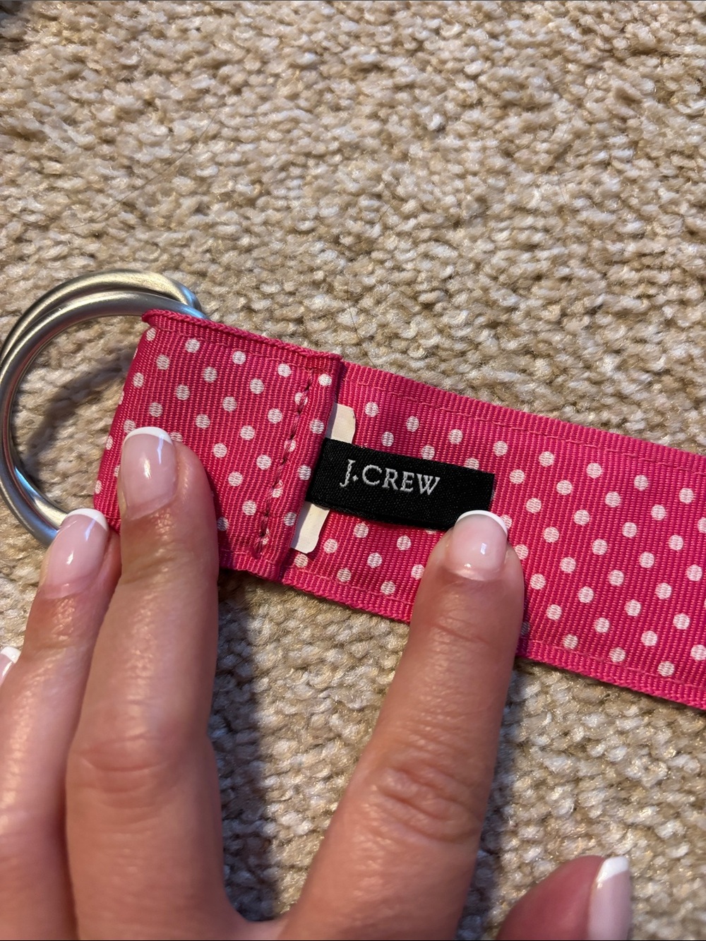 J. Crew Hot Pink Polka Dot D-Ring Belt